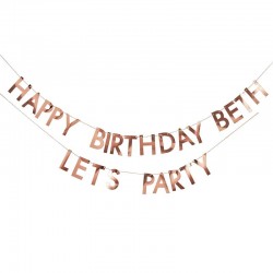 BANNER HAPPY BIRTHDAY NOME PERSONALIZZABILE - ROSE GOLD
