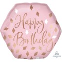 Palloncino ESAGONALE ROSA HAPPY BIRTHDAY 