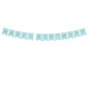 BANNER HAPPY BIRTHDAY A BANDIERINA AZZURRA 15cm