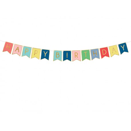 BANNER HAPPY BIRTHDAY A BANDIERINA MULTICOLOR 15cm