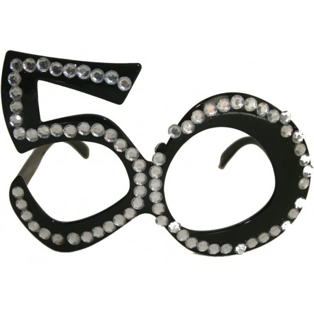 OCCHIALE 50 NERO CON STRASS ARGENTO 