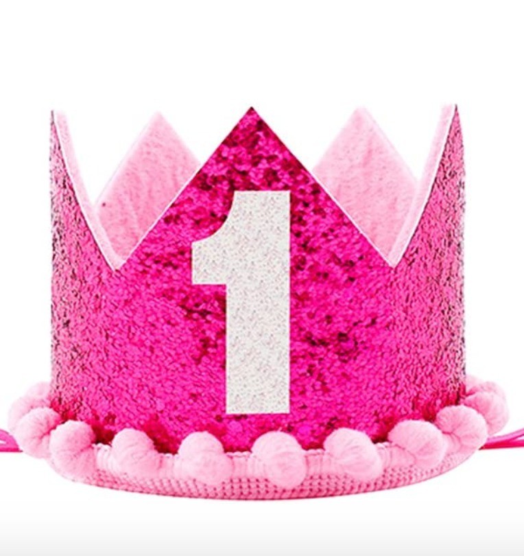 1° COMPLEANNO CORONCINA GLITTER FUCSIA - ENJOY TODAY