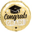 Palloncino TONDO ORO "CONGRATS GRAD"