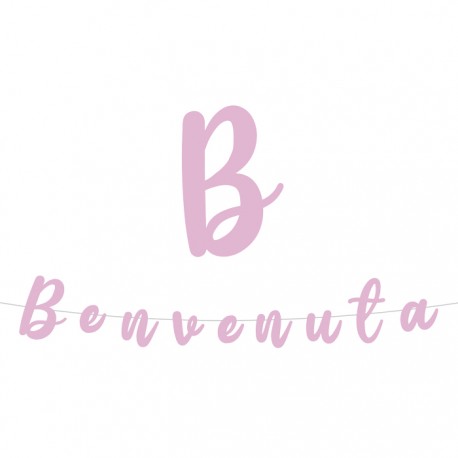 BANNER "BENVENUTA" CARTONCINO ROSA