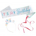 SET CERCHIETTO E FASCIA "IT'S MY BIRTHDAY" MULTICOLOR