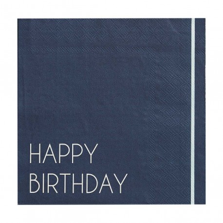 16 TOVAGLIOLI BLU NAVY "HAPPY BIRTHDAY"