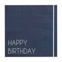 16 TOVAGLIOLI BLU NAVY "HAPPY BIRTHDAY"