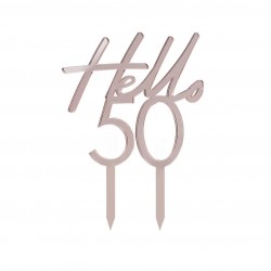 TOPPER "HELLO 50" PLEXIGLASS ROSE GOLD