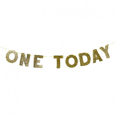 BANNER "ONE TODAY" IN CARTONCINO ORO GLITTER