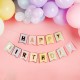 BANNER "HAPPY BIRTHDAY" BANDIERINA COLORI PASTELLO/ORO