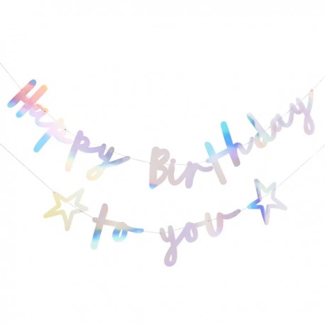 BANNER "HAPPY BIRTHDAY TO YOU" CARTONCINO - IRIDESCENTE